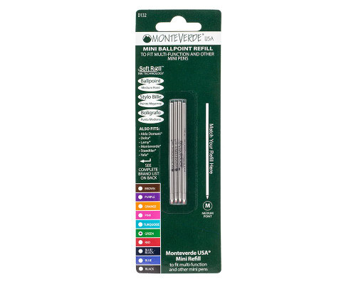 Monteverde Mini Ballpoint Refill - Green, Medium (4 Pack)
