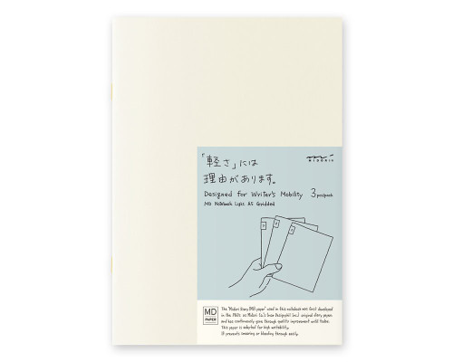Midori MD Light Notebook - A5, Graph - Ivory (3 Pack)