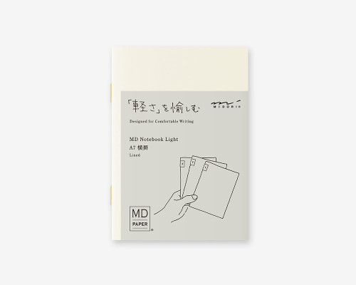 Midori MD Light Notebook - A7, Lined - Ivory (3 Pack)
