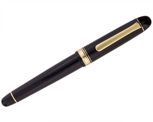 Platinum 3776 Century Fountain Pen - Black with Gold Trim, 14kt Medium Nib (2025-1212-37)