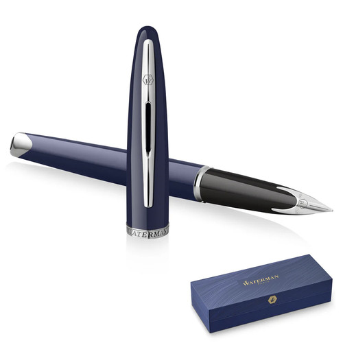 Waterman Carene Fountain Pen - Blue with Chrome Trim