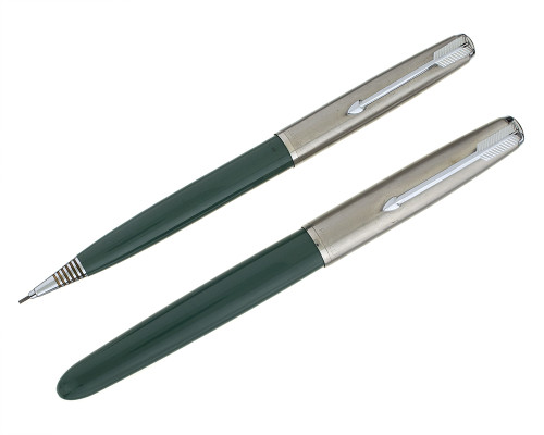 Parker 51 Aerometric Fountain Pen and Mechanical Pencil Set - Navy Grey, 14kt Broad Nib (2026-0508-07)