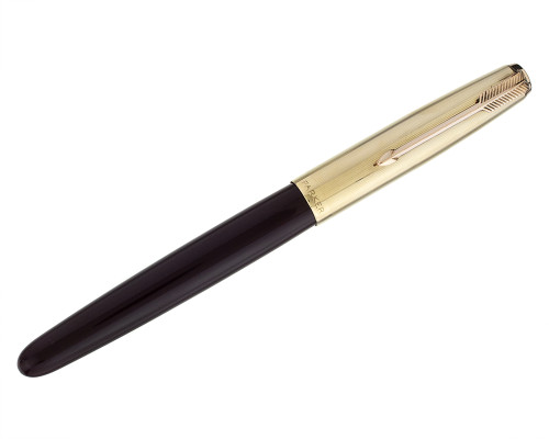 Parker 51 Aerometric Fountain Pen - Burgundy with Gold Filled Cap, 14kt Medium Nib (2026-0508-08)