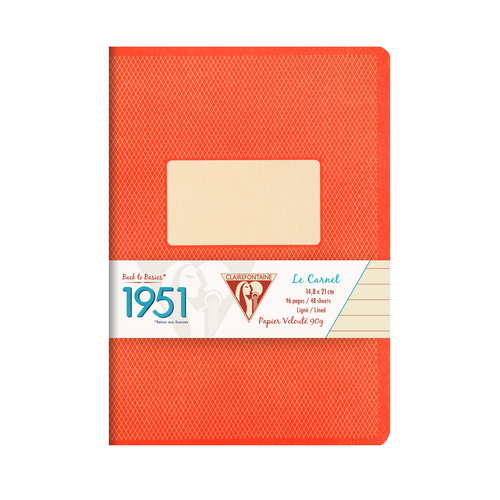 Clairefontaine 1951 Staplebound Notebook - A5, Lined - Red - Cover