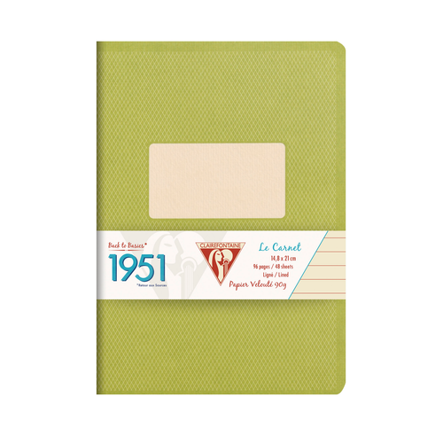 Clairefontaine 1951 Staplebound Notebook - A5, Lined - Green - Cover