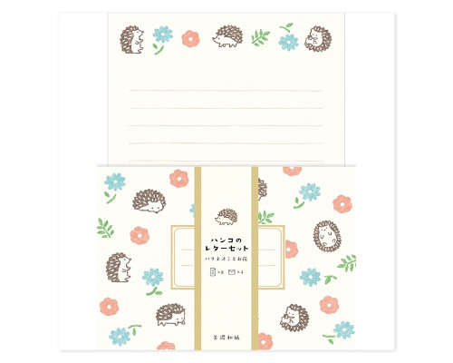 Hanko Letter Set - Hedgehog & Flowers