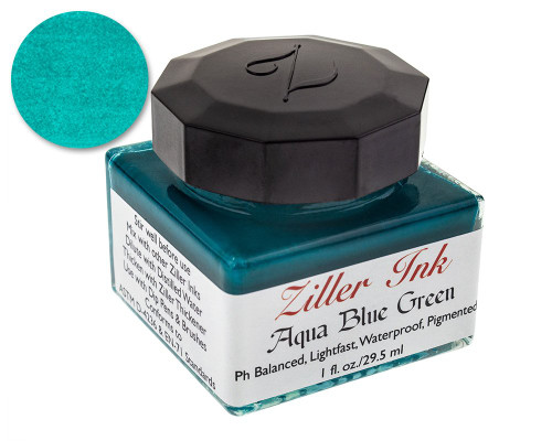 Ziller Aqua Blue Green Dip Pen Ink (1oz Bottle)