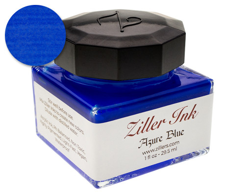 Ziller Azure Blue Dip Pen Ink (1oz Bottle)