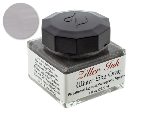 Ziller Winter Sky Grey Dip Pen Ink (1oz Bottle)