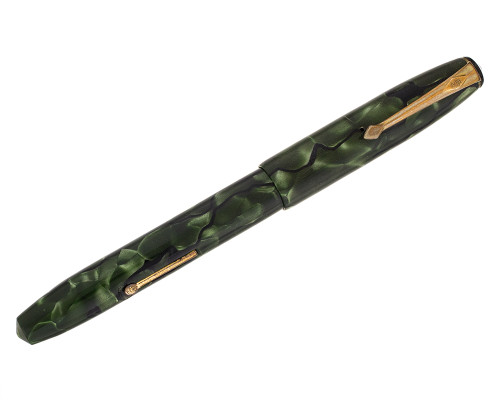 Conway Stewart 14 Fountain Pen - Green Mottled, 14ct Fine Nib (2026-0727-13)