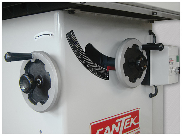 Cantek TA12 Single Phase 12" Table Saw – Blade Height and Tilt Adjustment Handwheels