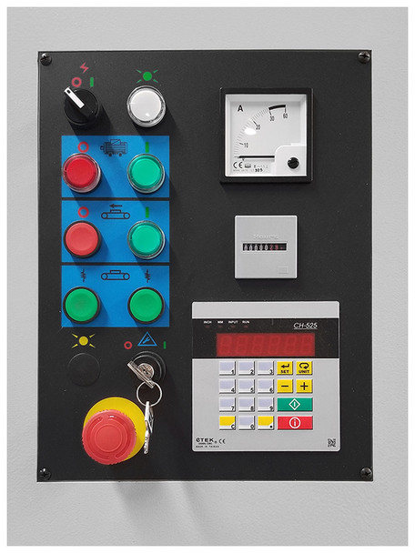 Cantek C251 24″ Widebelt Sander – Centralized Control Panel with digital thickness controller, ammeter, and hour meter