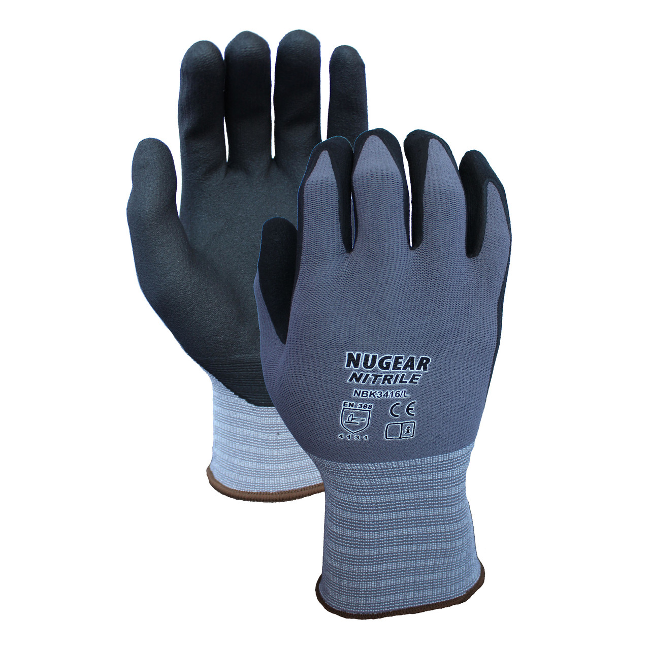 Work Gloves: X-Large, Nitrile-Coated Nylon, General Purpose