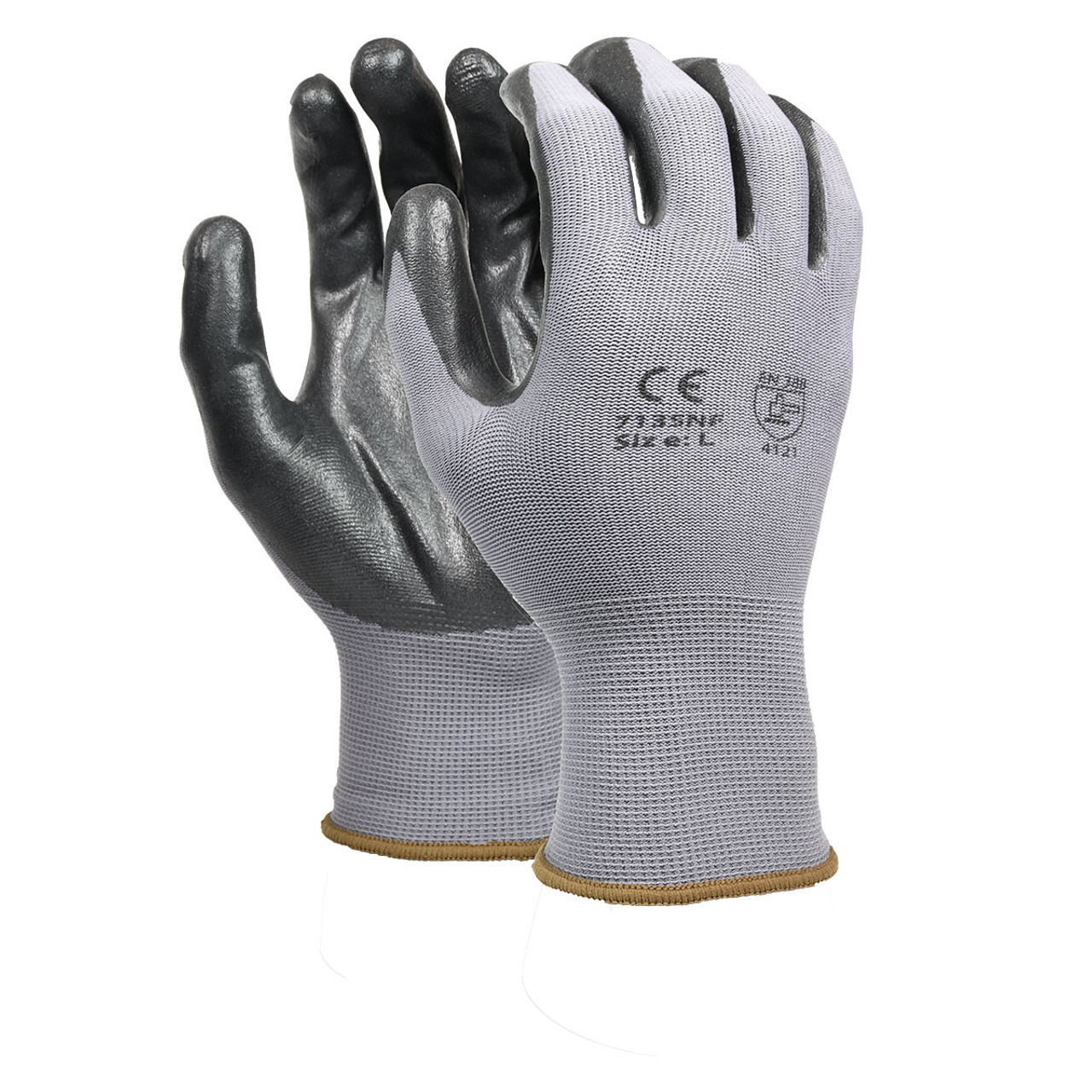 General Electric GG209 Gray Crinkle Rubber Dipped Gloves - Single Pair | Polyester XL Workwear by GE PPE