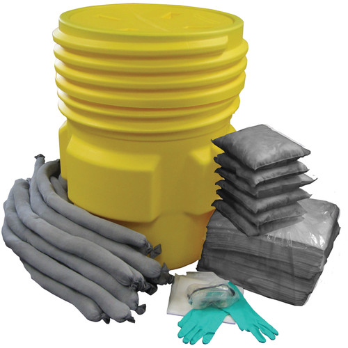 65 Gallon Universal Spill Kit, shown with included items