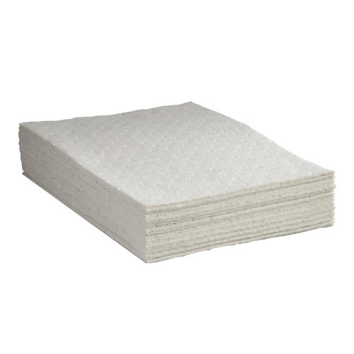 Universal Meltblown Heavyweight Absorbent Pads 15 in x 18 Gray, shown in a stack