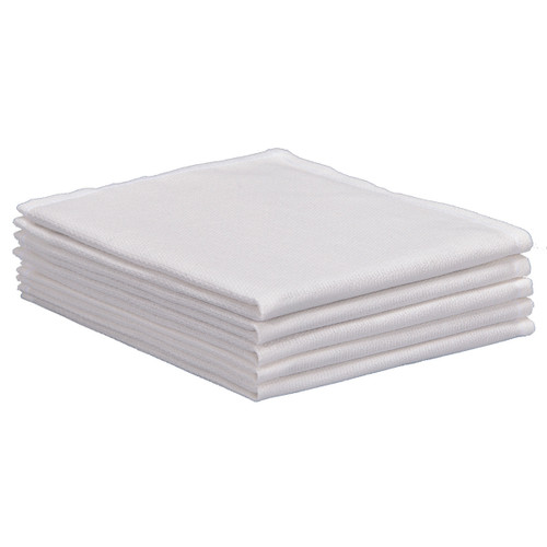 Cotton Huck Towels 12x12 New White, shown in a stack of five