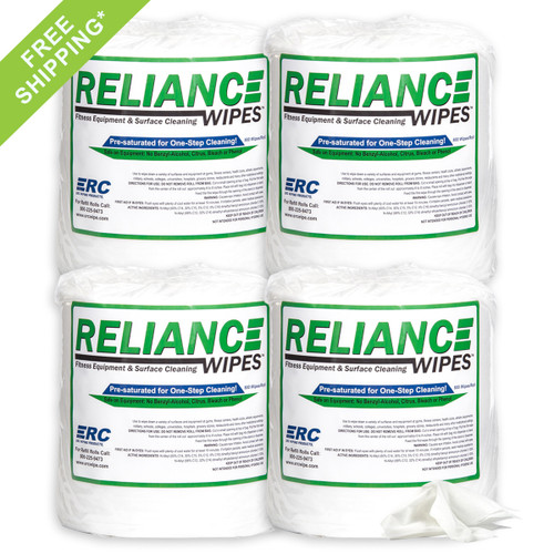 Reliance Gym Wipes, 4 rolls shown