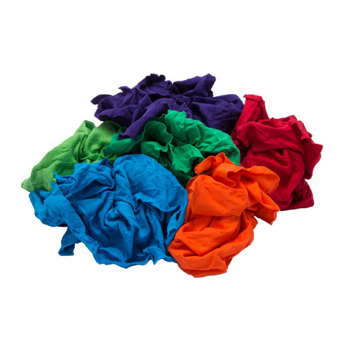 T-shirt Rags Bulk New Mixed Colors, shown crumpled