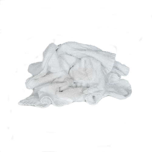 Bulk Terry Bath Towels Recycled White, shown crumpled