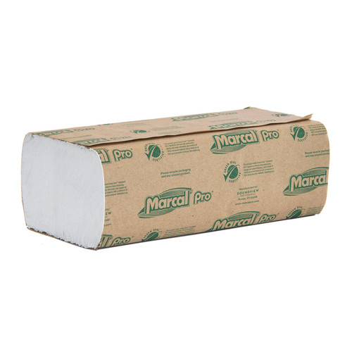 Paper Towels Multifold White, shown in a sealed stack