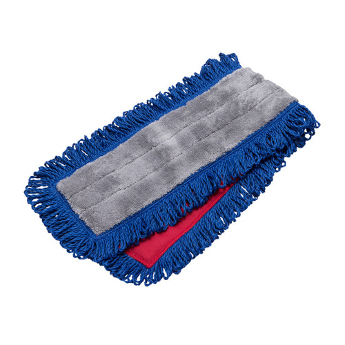 Microfiber Fringe Dust Mop Pads With Canvas Back - 36 Inch, shown flat