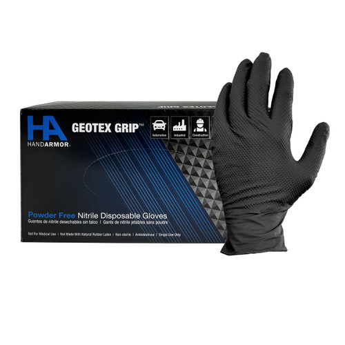 Hand Armor® Black Nitrile Geotex™ Grip Gloves 9 Mil Case Of 1000