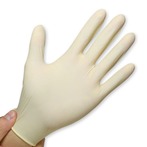 Hand Armor Latex Gloves Powder Free - 8 Mil - Double Chlorinated, shown palm out