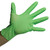 Lime Green Chloroprene Gloves Powder Free 3.5 Mil Case of 1000, shown on hand