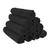 Black 300 GSM Extra-Large 16x27 Microfiber Hand Towels Shown in a Rolled Stack