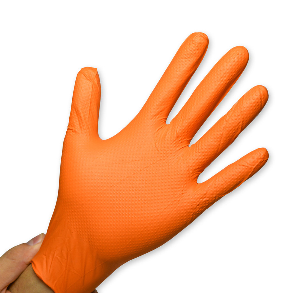 Hand Armor® Orange Nitrile Geotex Grip® Gloves 9 Mil Case Of 1000