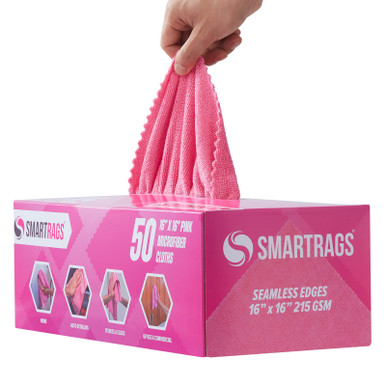 SmartRags 16x16 Mid-Weight Microfiber Towel Dispensing Box Pink