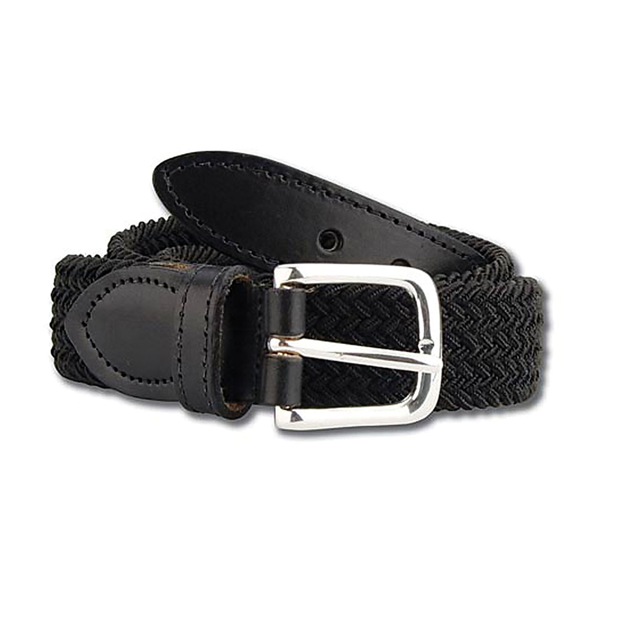 Men's Leather Tab Solid Color Braided Belt at Sportif | Sportif USA