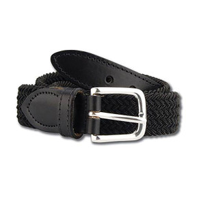 Leather Tab Solid Color Braided Belt in color Black