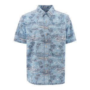 Reyn Spooner Island Paradise Print Shirt in color Chambray