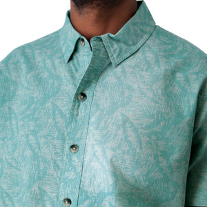 Ethan Organic Cotton Shirt in ceramic teal blue chest detail