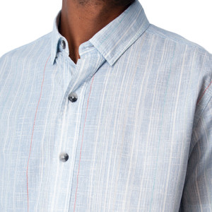 Ethan Organic Cotton Shirt in light blue sky color chest detail