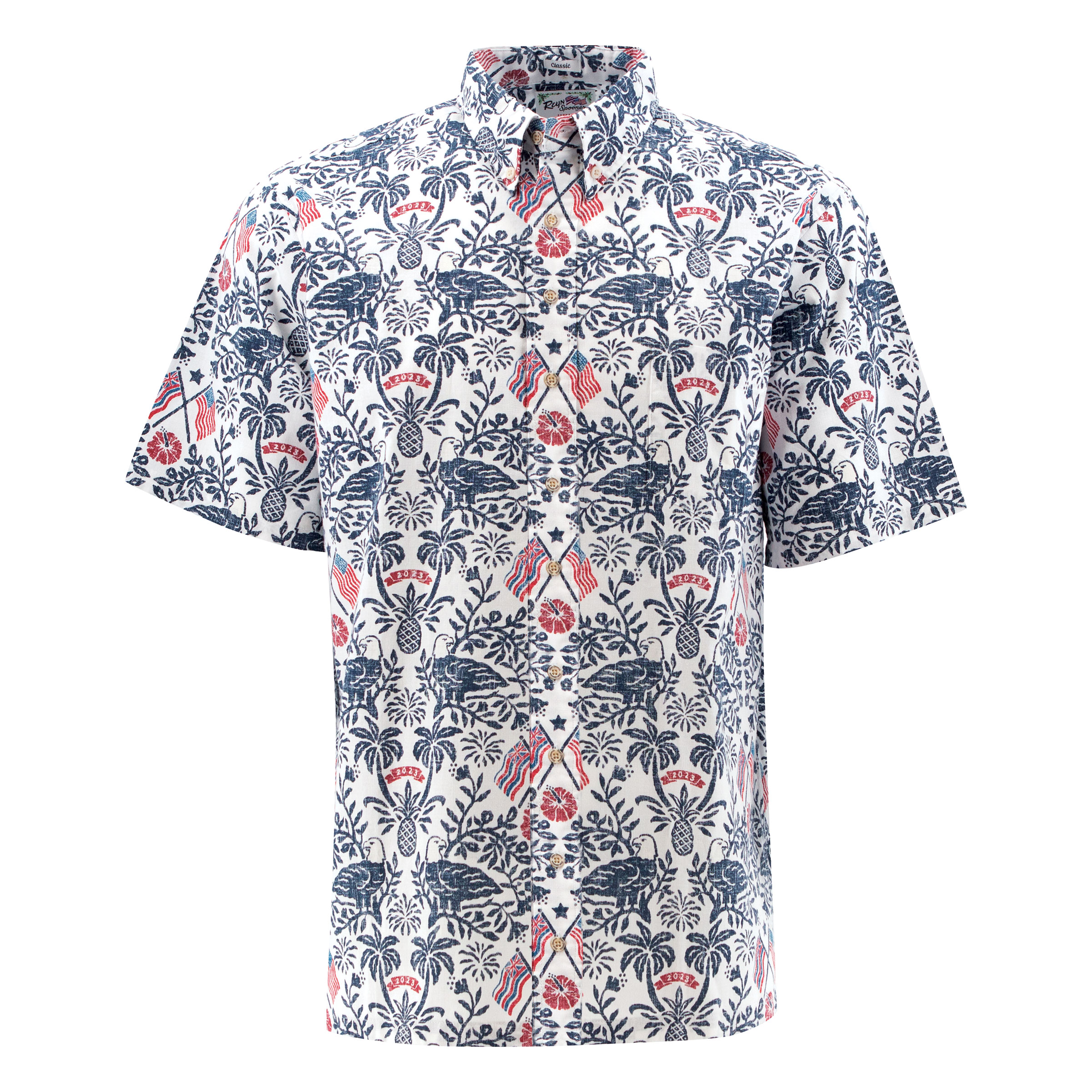 Summer Commemorative 2023 Men's Aloha Shirt | Reyn Spooner Button Front / White / S, Hawaiian Shirt by Reyn Spooner