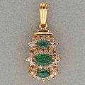 Vintage Curved 3 Marquise Emerald 14k Gold 32 Full Cut Round Diamond ...
