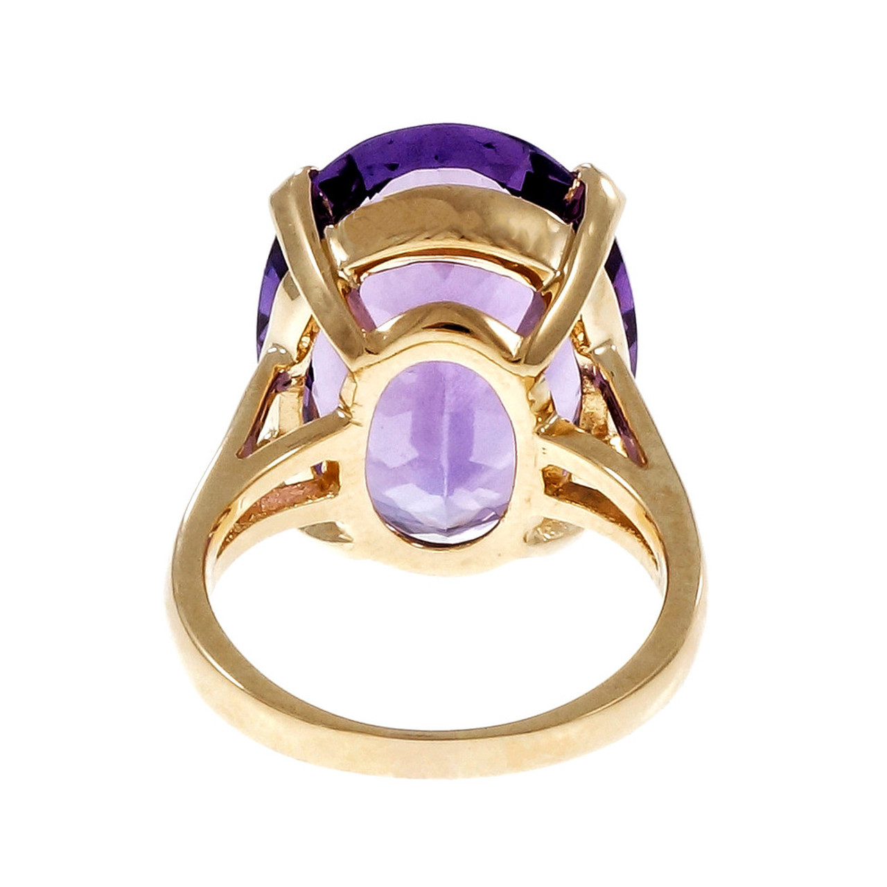 Estate Large Oval Amethyst Ring 14k Yellow Gold - petersuchyjewelers