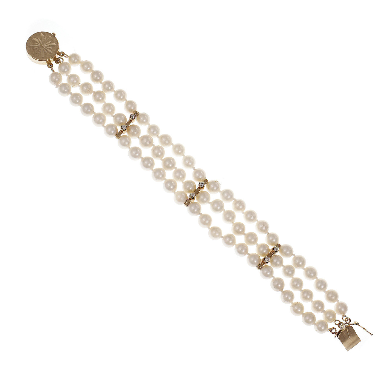 Triple Strand 7mm Pearl Bracelet