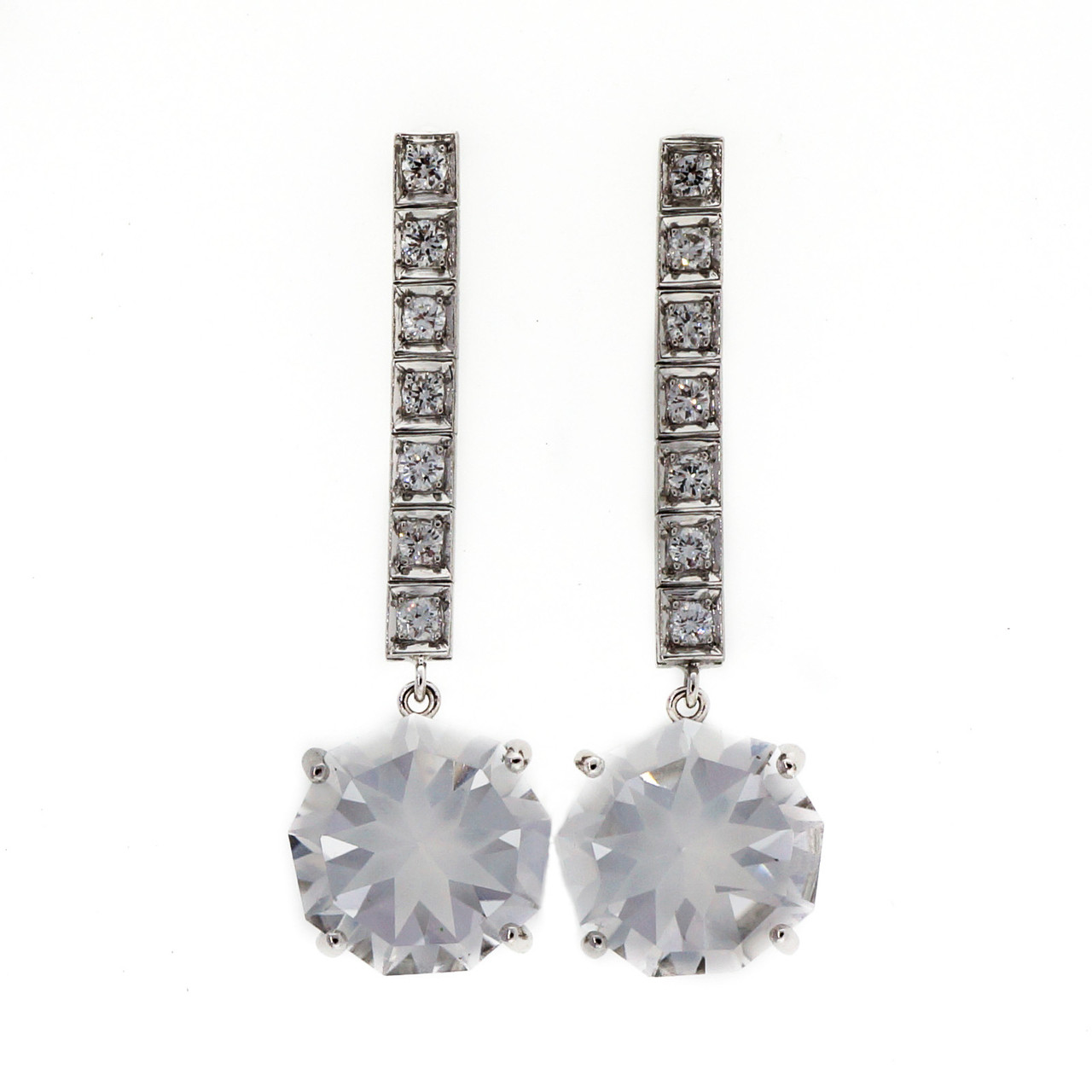 ★VINTAGE HOLLYWOOD★ Ornament drop Earrings_VH249OEA002M Vintage Cut Crystal/rhinestone Art Deco Dangle Earrings, Old