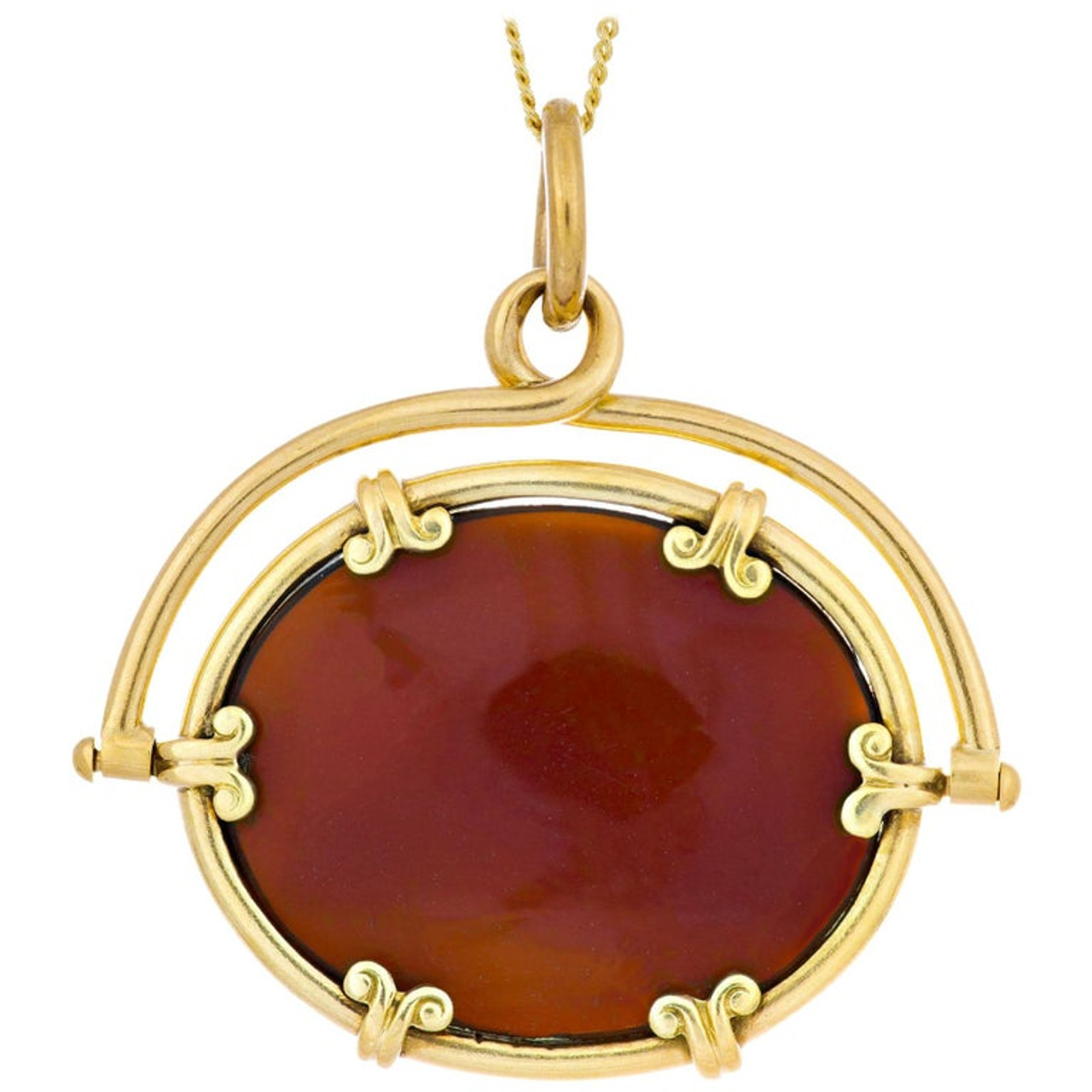 Yellow gold sales carnelian pendant