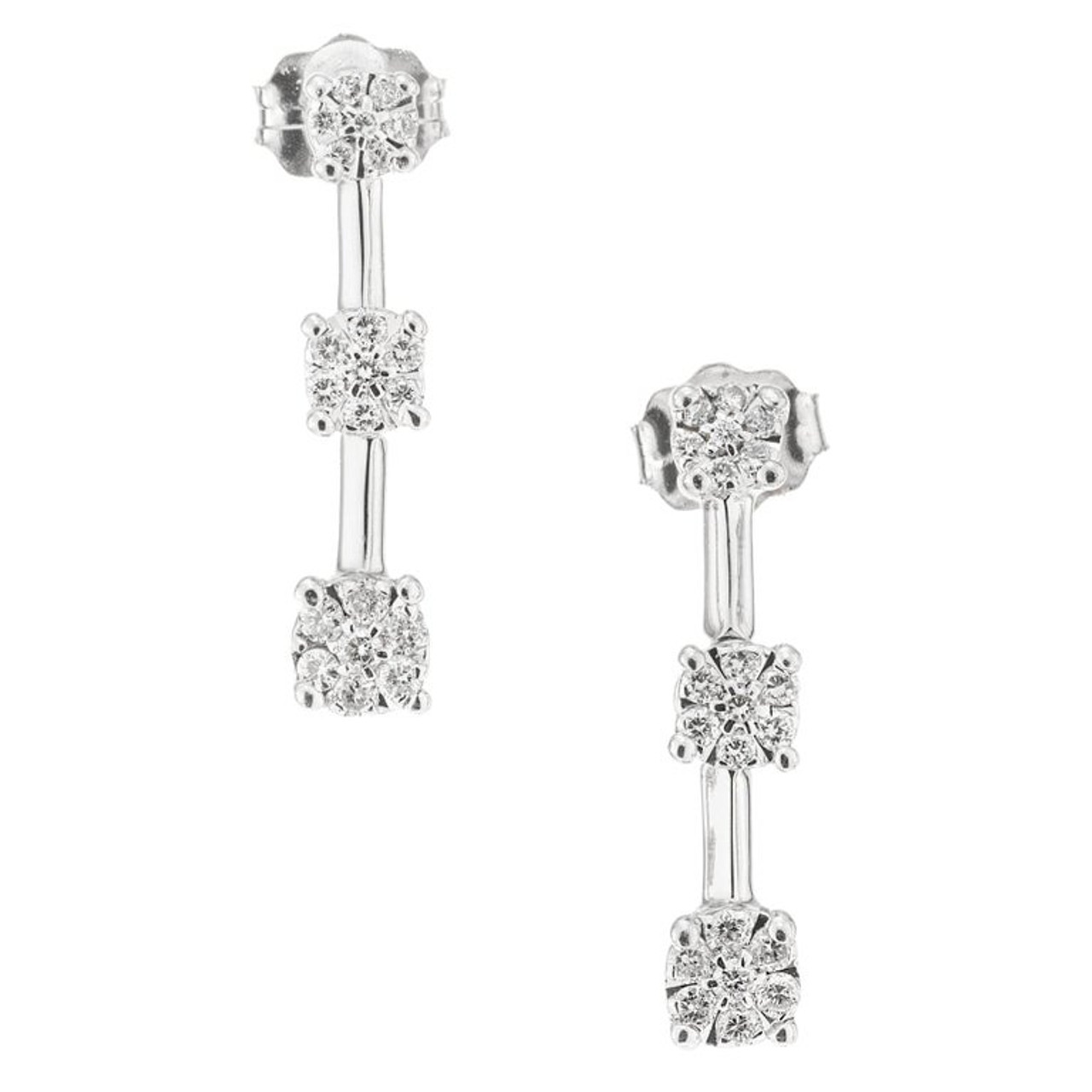 75 Carat (each) Brilliant CZ Round Stud Earrings in Gold Overlay