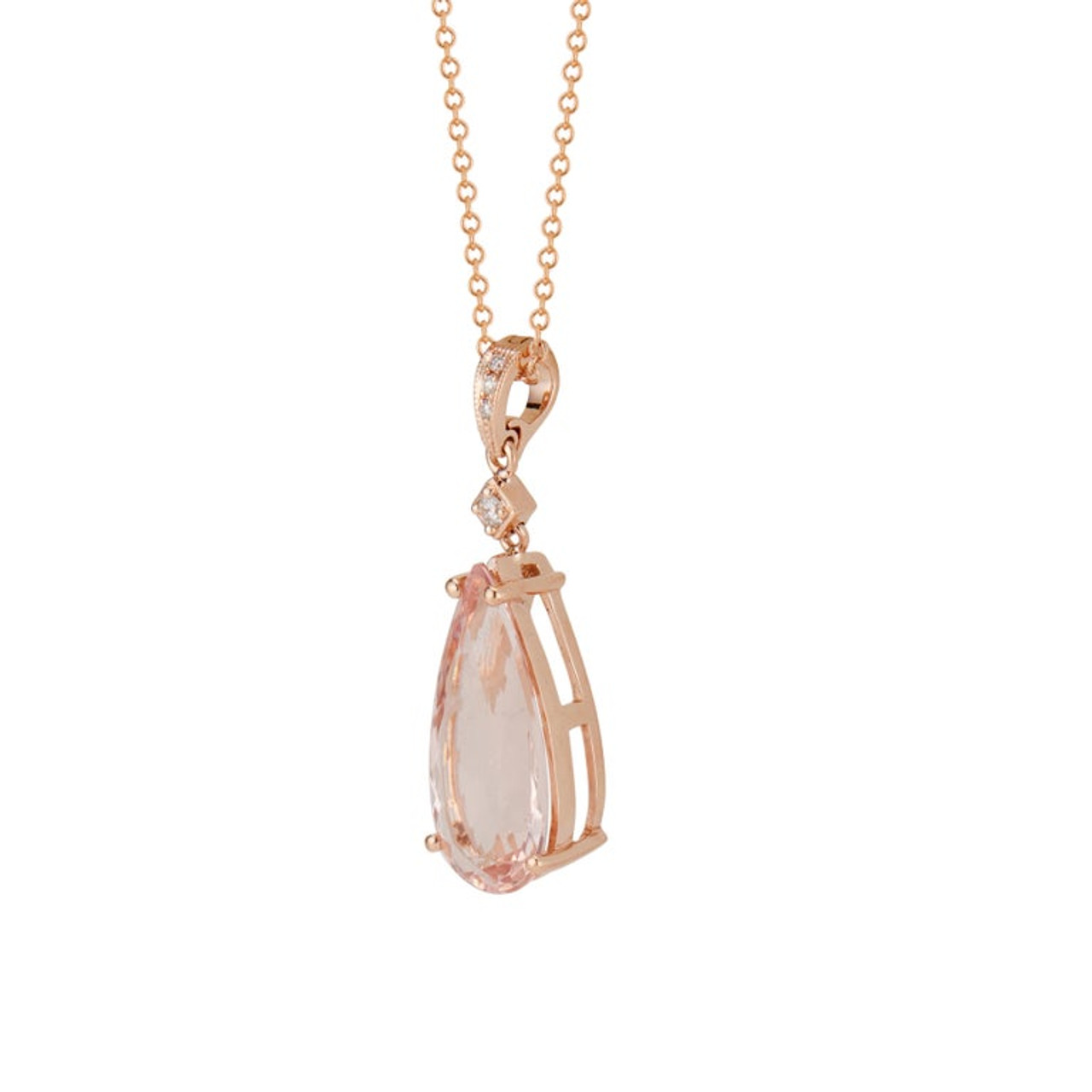 Peter Suchy 4.38 Carat Pink Morganite Diamond Rose Gold Pendant