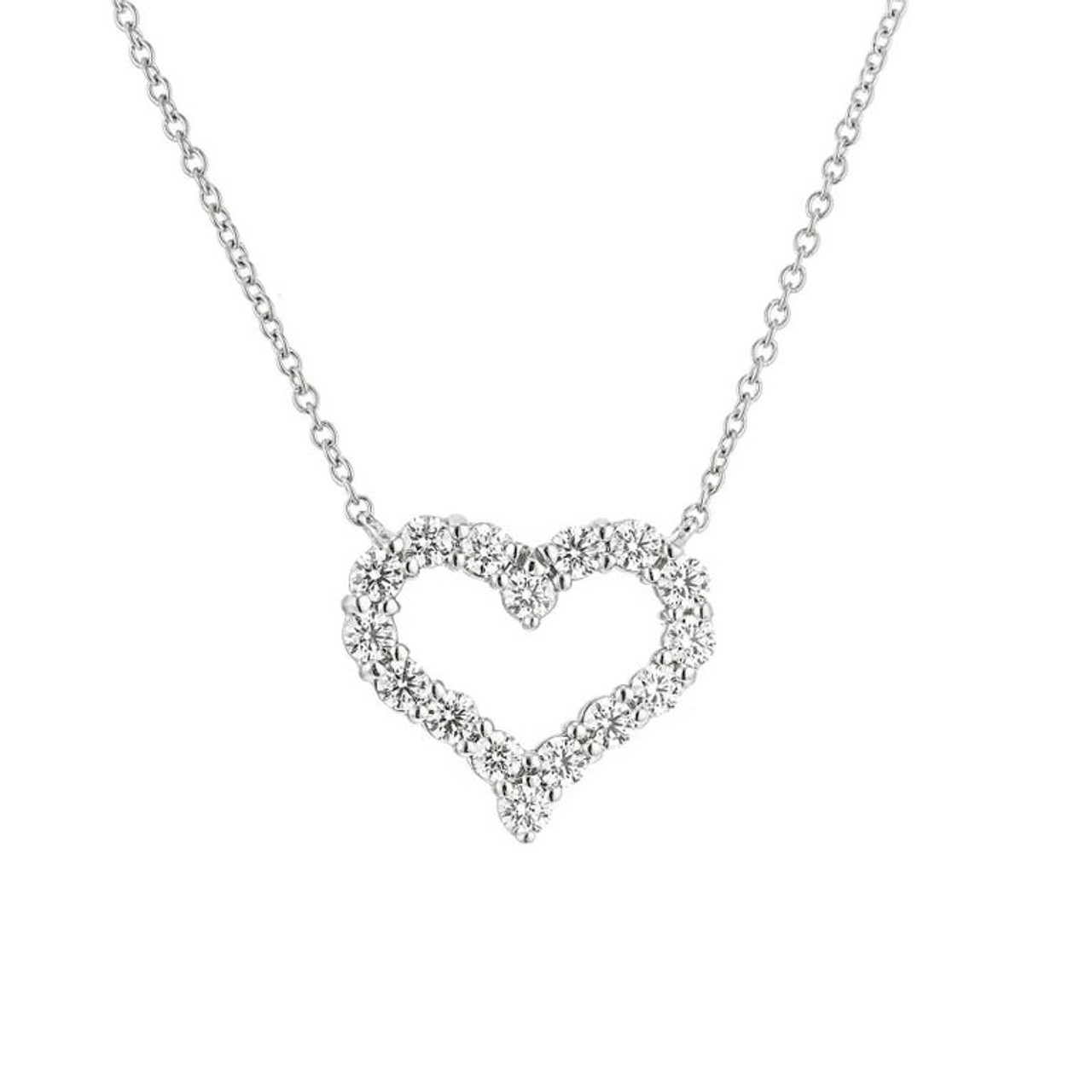 Tiffany and Co. Large Pink Sapphire and Diamond Open Heart Necklace in  Platinum For Sale at 1stDibs