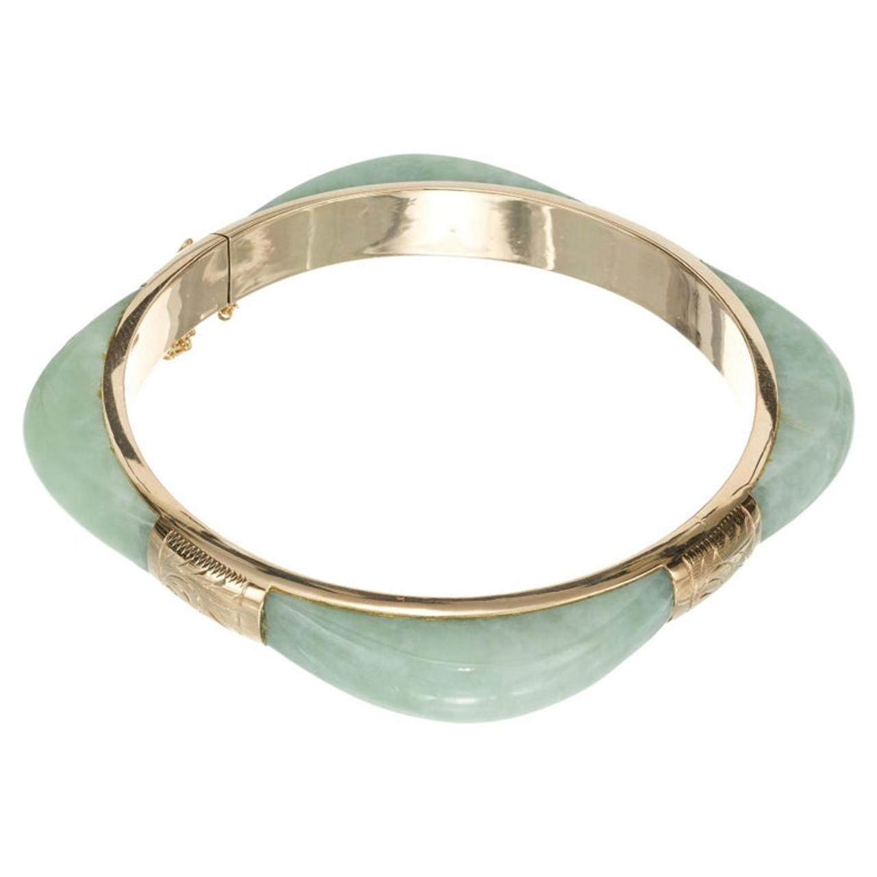 22ct Yellow Gold and Jade Bracelet with Safety Chain – Eloise Jewellery