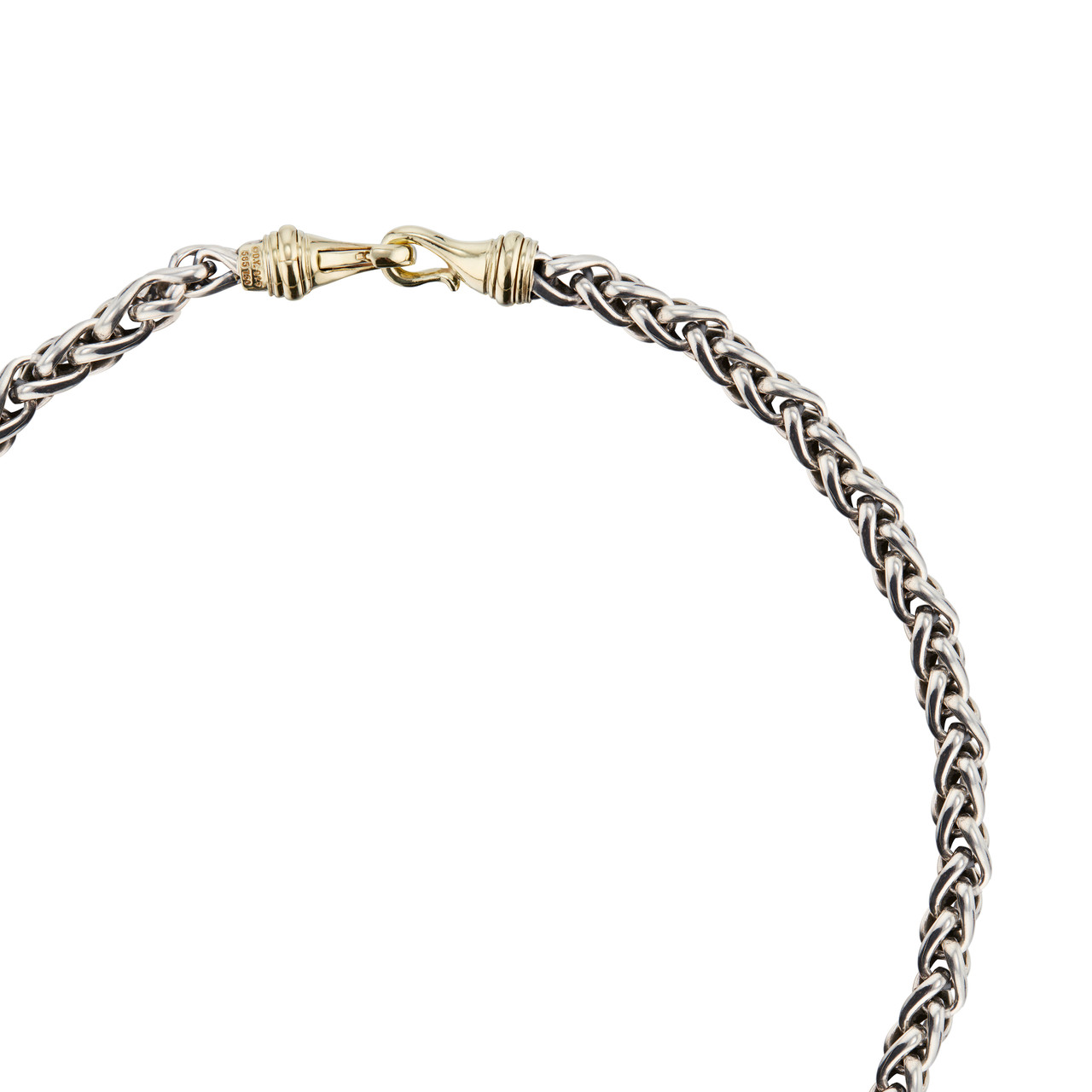 David Yurman Yellow Gold Sterling Silver Wheat Chain Necklace
