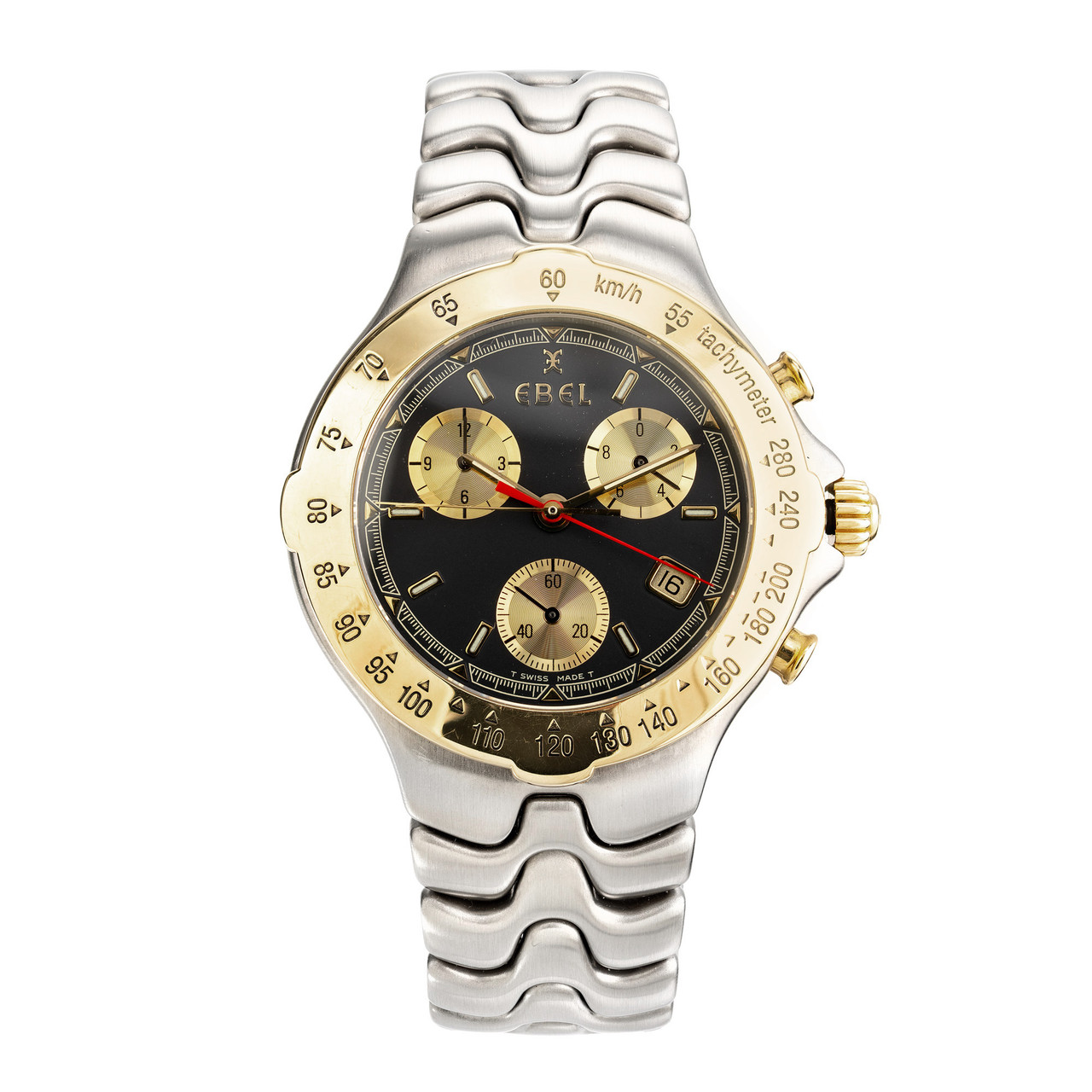 EBEL アナログ腕時計 ゴールド/シルバー Ebel Two Tone 18k Yellow Gold Steel Mens Sportwave Chronometer