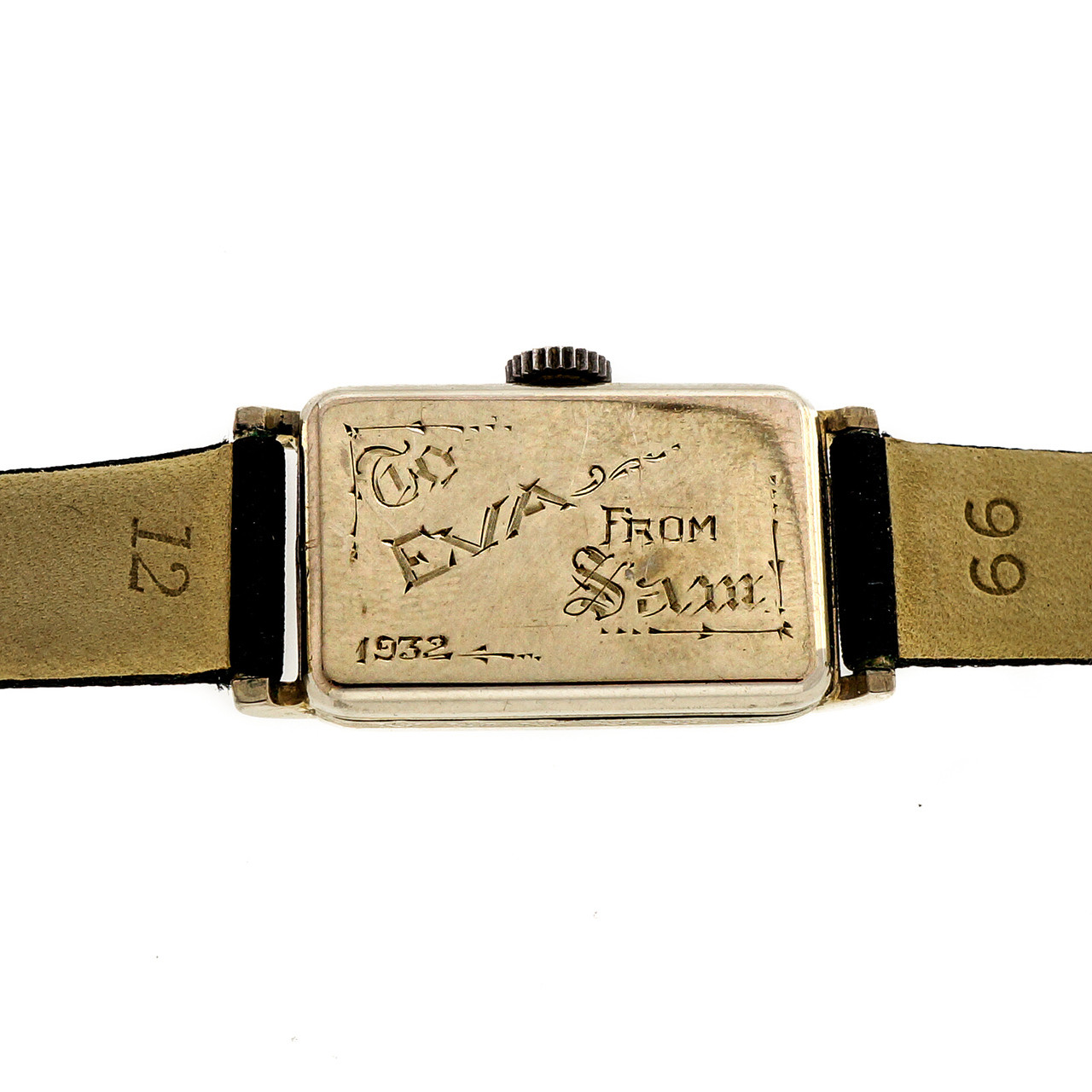 Art Deco 1932 Vintage Elgin 14k White Gold Black Satin Strap Watch -  petersuchyjewelers